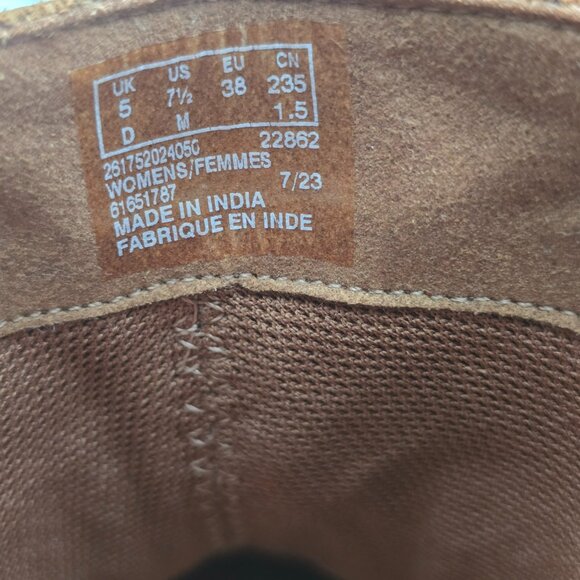 Clarks Ramie Brown Leather Ankle Boots 7.5M Side Zip Block Heel Booties - Picture 4 of 8